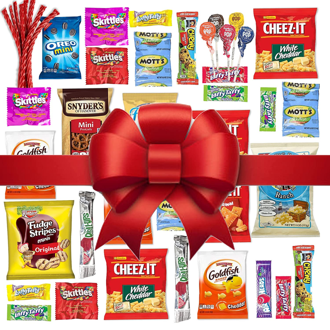 Christmas Gift Basket Care Package (45 Count) Candy Snacks Cookies Bars Chips Holiday Gift Baskets Variety Gift Box Pack Assortment Basket Bundle Mix Of Treats College Students Office Kids Boys Girls - Image 3