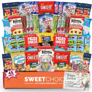 Premade Easter Care Package (45ct) - Candy Snacks Treats Plush Bunny Cookies Gift Box Bundle Basket Fillers Stuffers Present Kids Adults Boys Girls College Student Child Grandchildren Toddlers