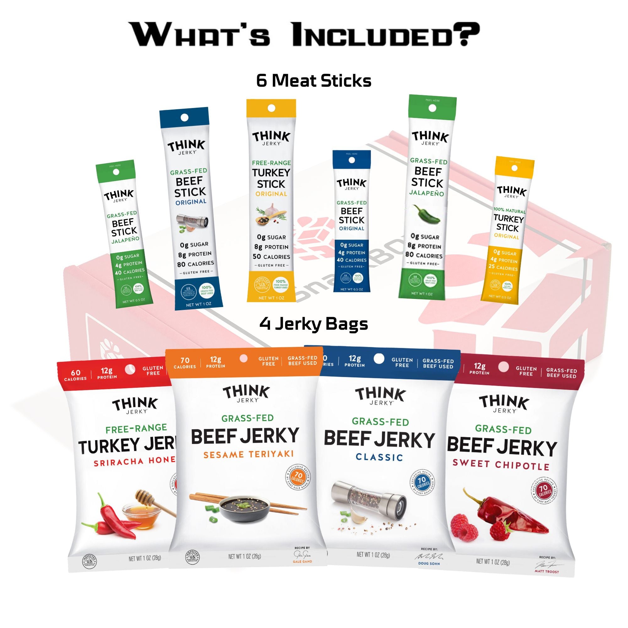 *NEW* Think Jerky Grass Fed Beef Free Range Turkey Jerky Care Package (10 Snacks) | By SnackBOX - Image 2